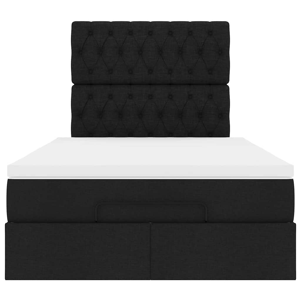 Struttura Letto Pouf con Materasso Nero 120x200 cm in Tessuto - homemem39