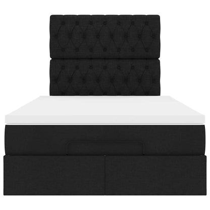 Struttura Letto Pouf con Materasso Nero 120x200 cm in Tessuto