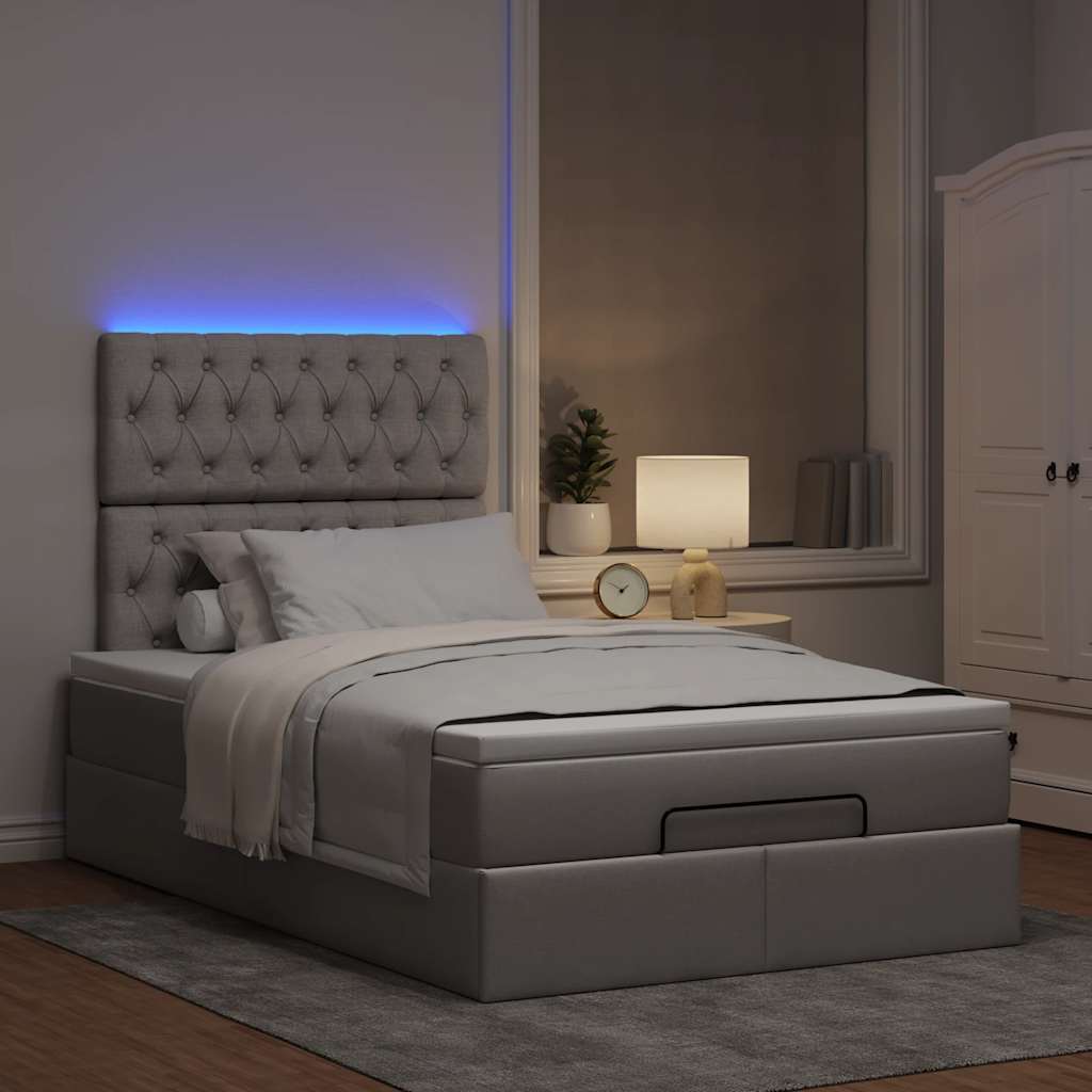 Struttura Letto Pouf con Materasso Tortora 120x200cm in Tessuto | homemem39