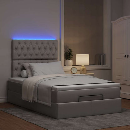 Struttura Letto Pouf con Materasso Tortora 120x200cm in Tessuto | homemem39