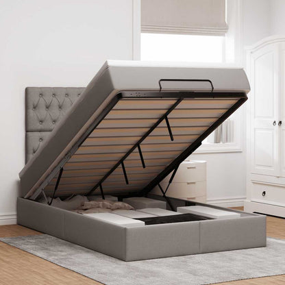 Struttura Letto Pouf con Materasso Tortora 120x200cm in Tessuto | homemem39