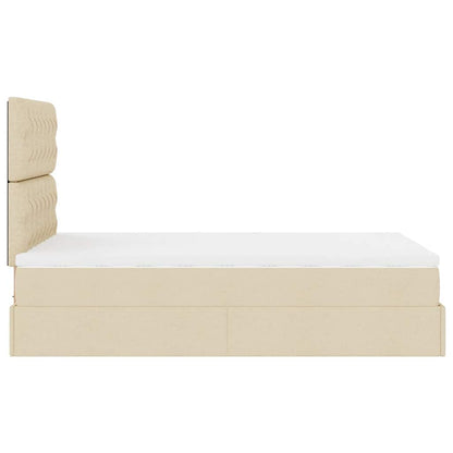 Struttura Letto Pouf con Materasso Crema 120x200 cm in Tessuto | homemem39
