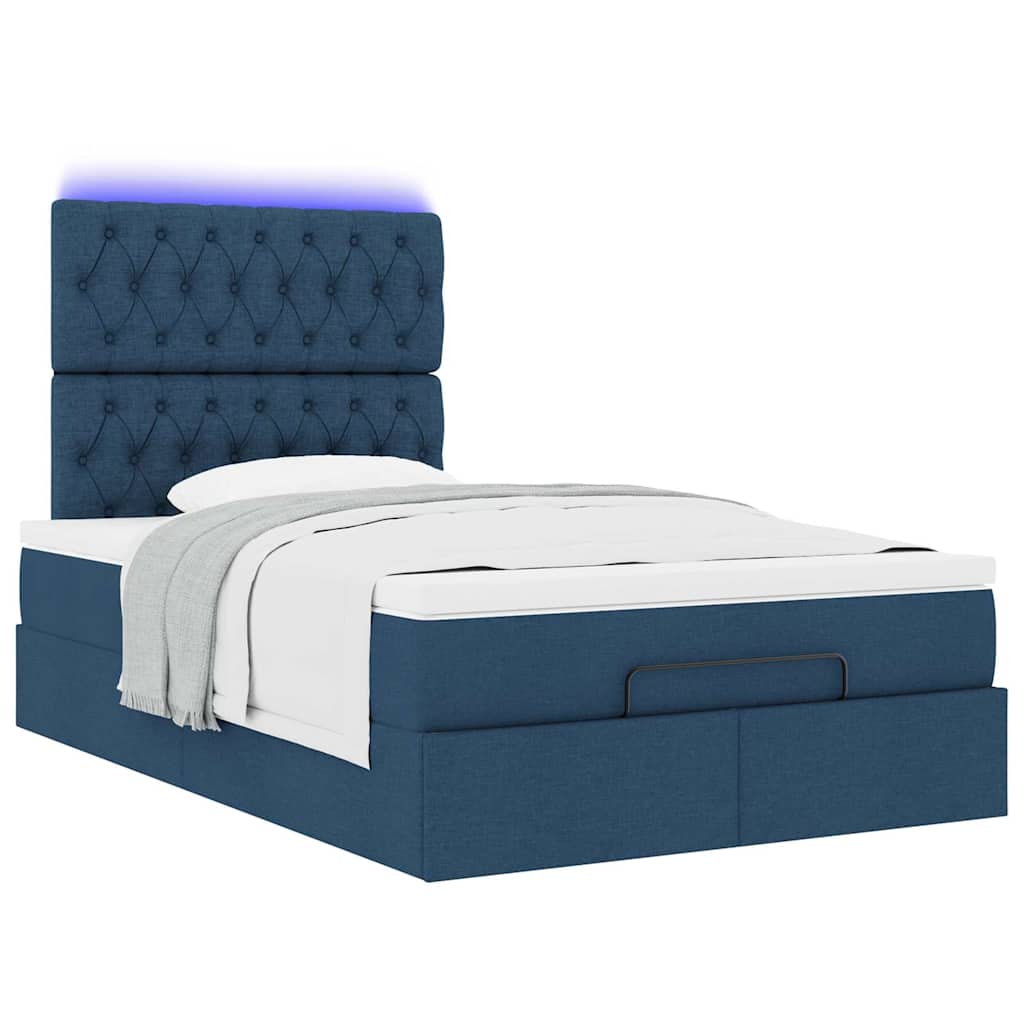 Struttura Letto Pouf con Materasso Blu 120x200 cm in Tessuto | homemem39