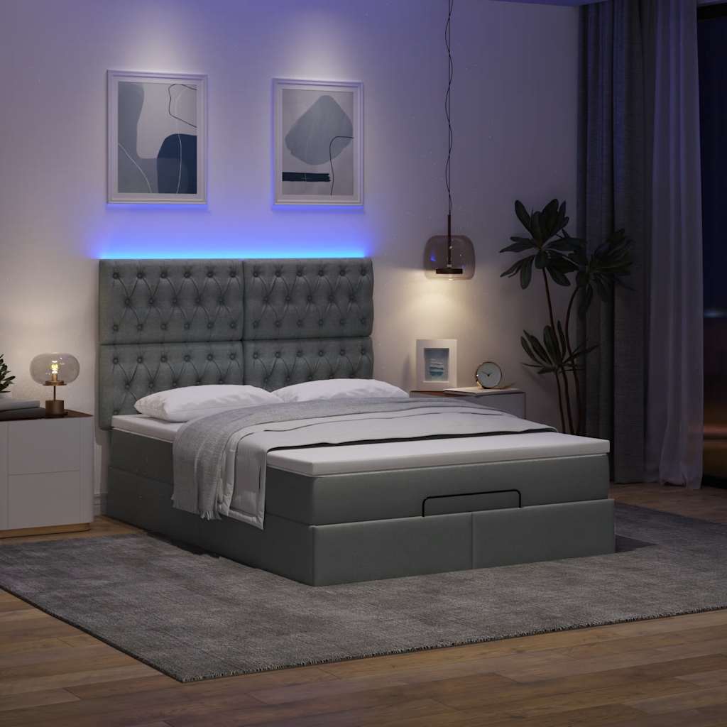 Struttura Letto Pouf con Materasso 140x190 cm in Tessuto | homemem39