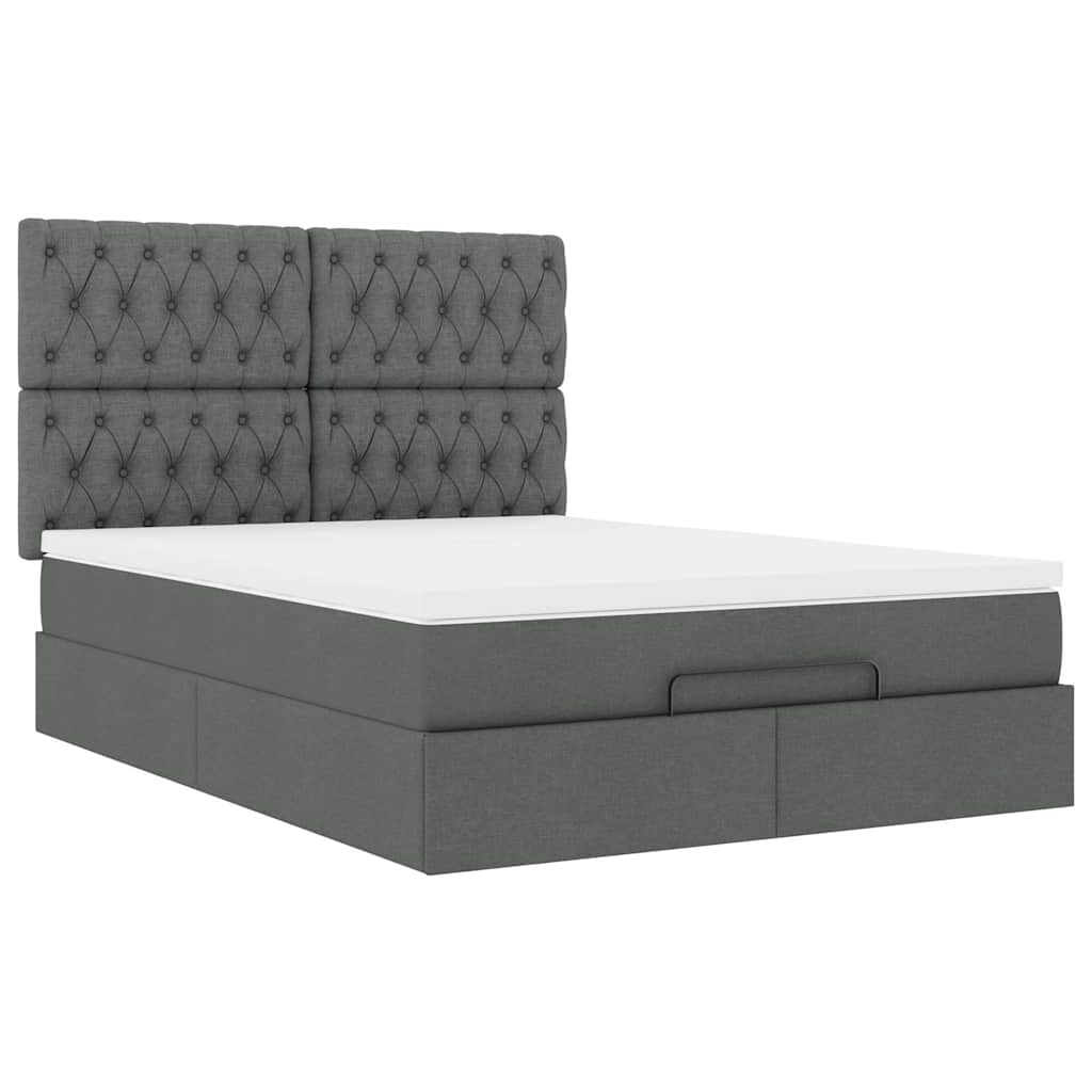 Struttura Letto Pouf con Materasso 140x190 cm in Tessuto | homemem39