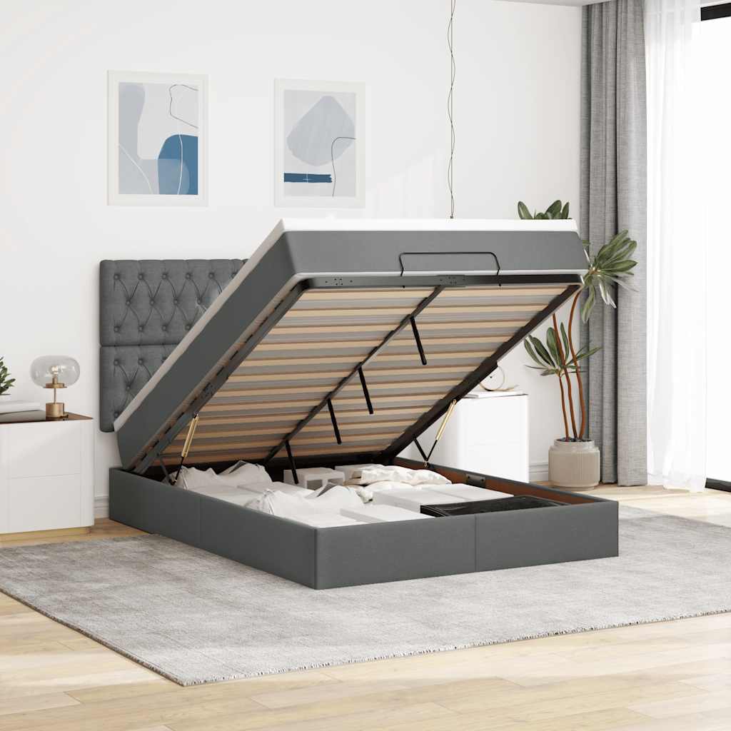 Struttura Letto Pouf con Materasso 140x190 cm in Tessuto | homemem39