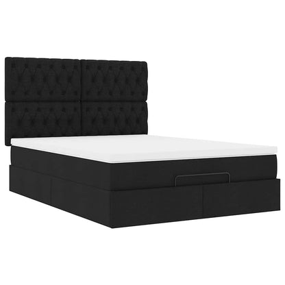 Struttura Letto Pouf con Materasso Nero 140x190 cm in Tessuto | homemem39