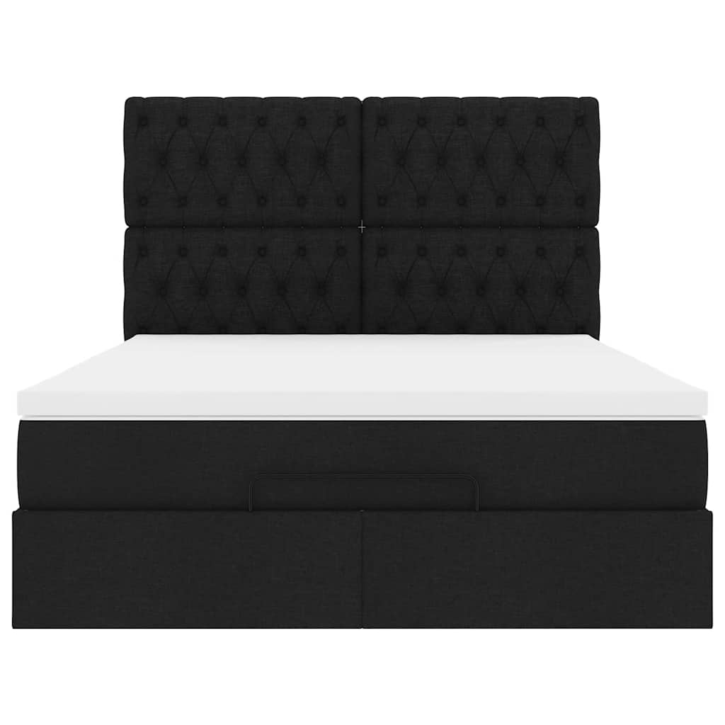 Struttura Letto Pouf con Materasso Nero 140x190 cm in Tessuto | homemem39