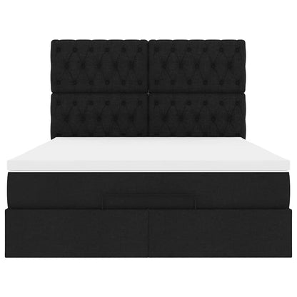 Struttura Letto Pouf con Materasso Nero 140x190 cm in Tessuto | homemem39