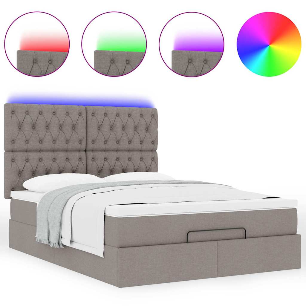 Struttura Letto Pouf con Materasso Tortora 140x190 cm Tessuto | homemem39