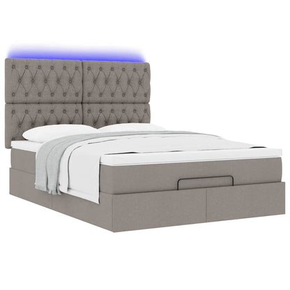 Struttura Letto Pouf con Materasso Tortora 140x190 cm Tessuto | homemem39