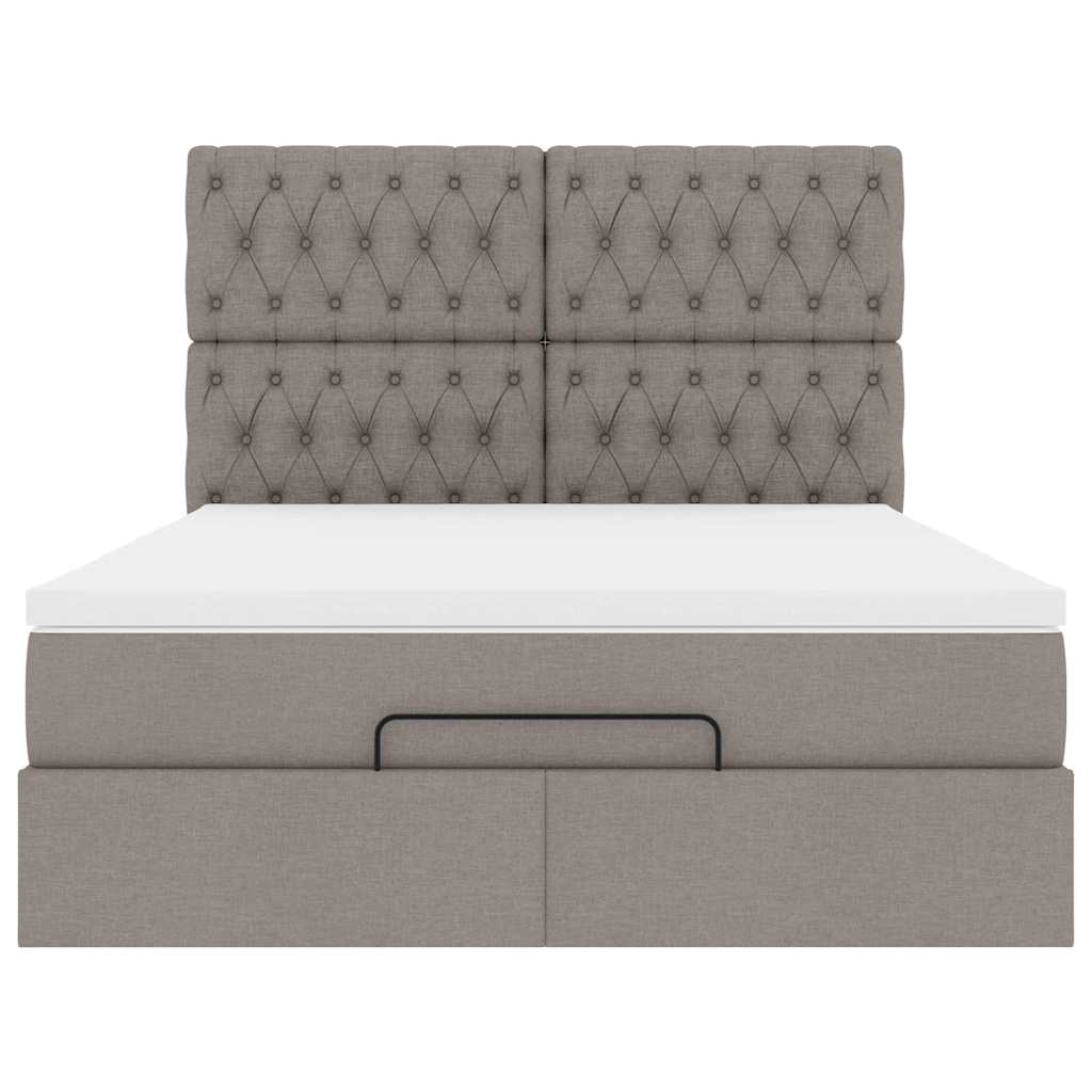 Struttura Letto Pouf con Materasso Tortora 140x190 cm Tessuto | homemem39