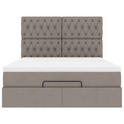 Struttura Letto Pouf con Materasso Tortora 140x190 cm Tessuto