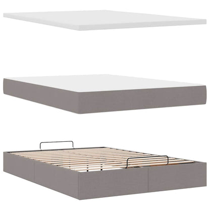 Struttura Letto Pouf con Materasso Tortora 140x190 cm Tessuto | homemem39