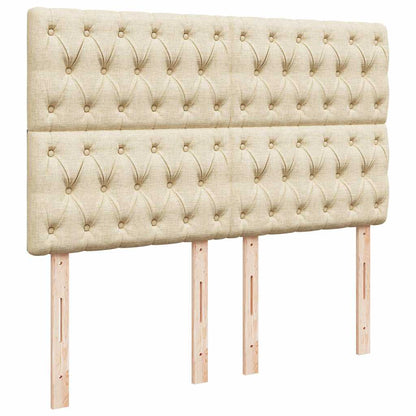 Struttura Letto Pouf con Materasso Crema 140x190 cm in Tessuto | homemem39