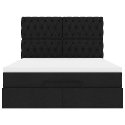Struttura Letto Pouf con Materasso Nero 140x200 cm in Tessuto | homemem39