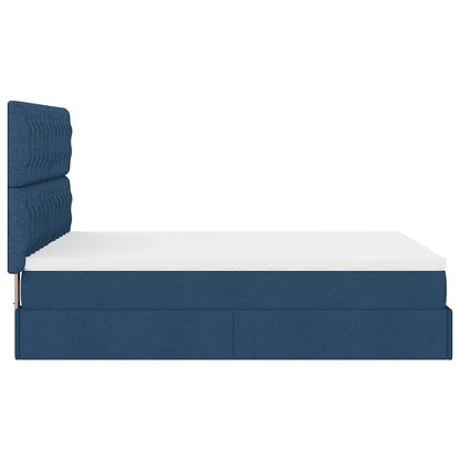 Struttura Letto Pouf con Materasso Blu 140x200cm in Tessuto