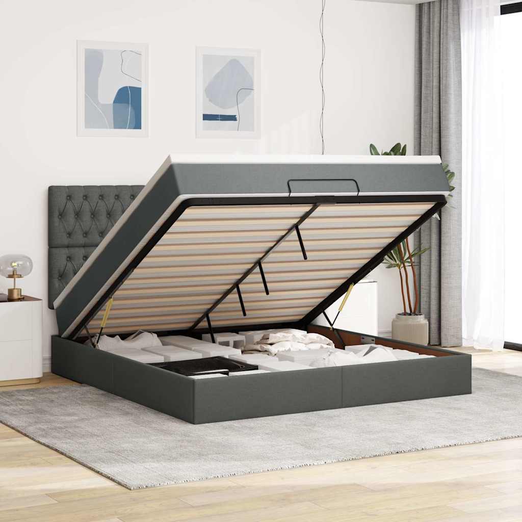 Struttura Letto Pouf con Materasso 160x200 cm in Tessuto | homemem39