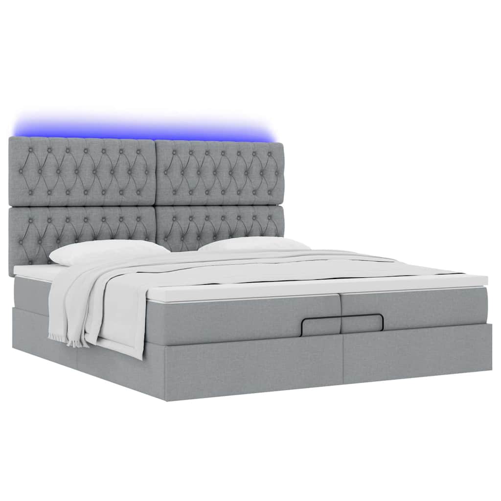 Struttura Letto Pouf con Materassi 200x200 cm in Tessuto | homemem39