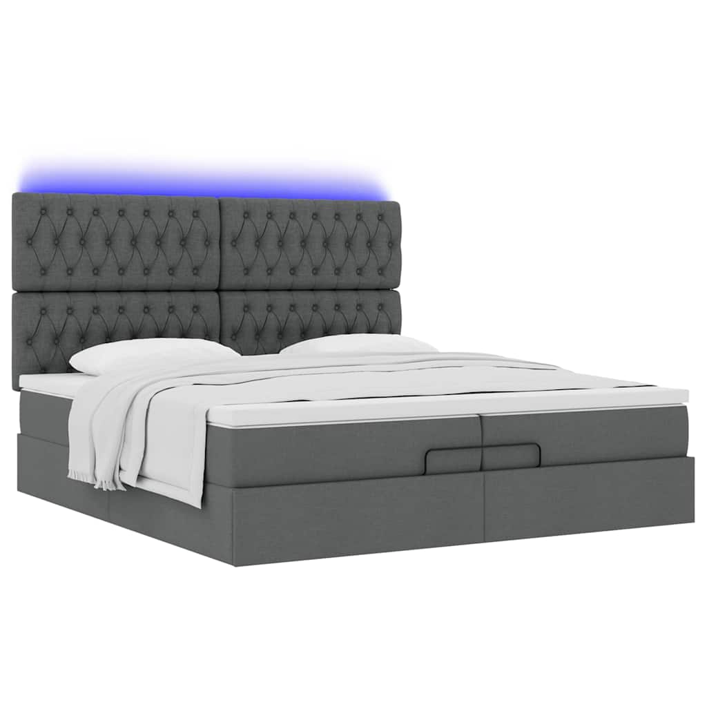 Struttura Letto Pouf con Materassi 200x200 cm in Tessuto | homemem39
