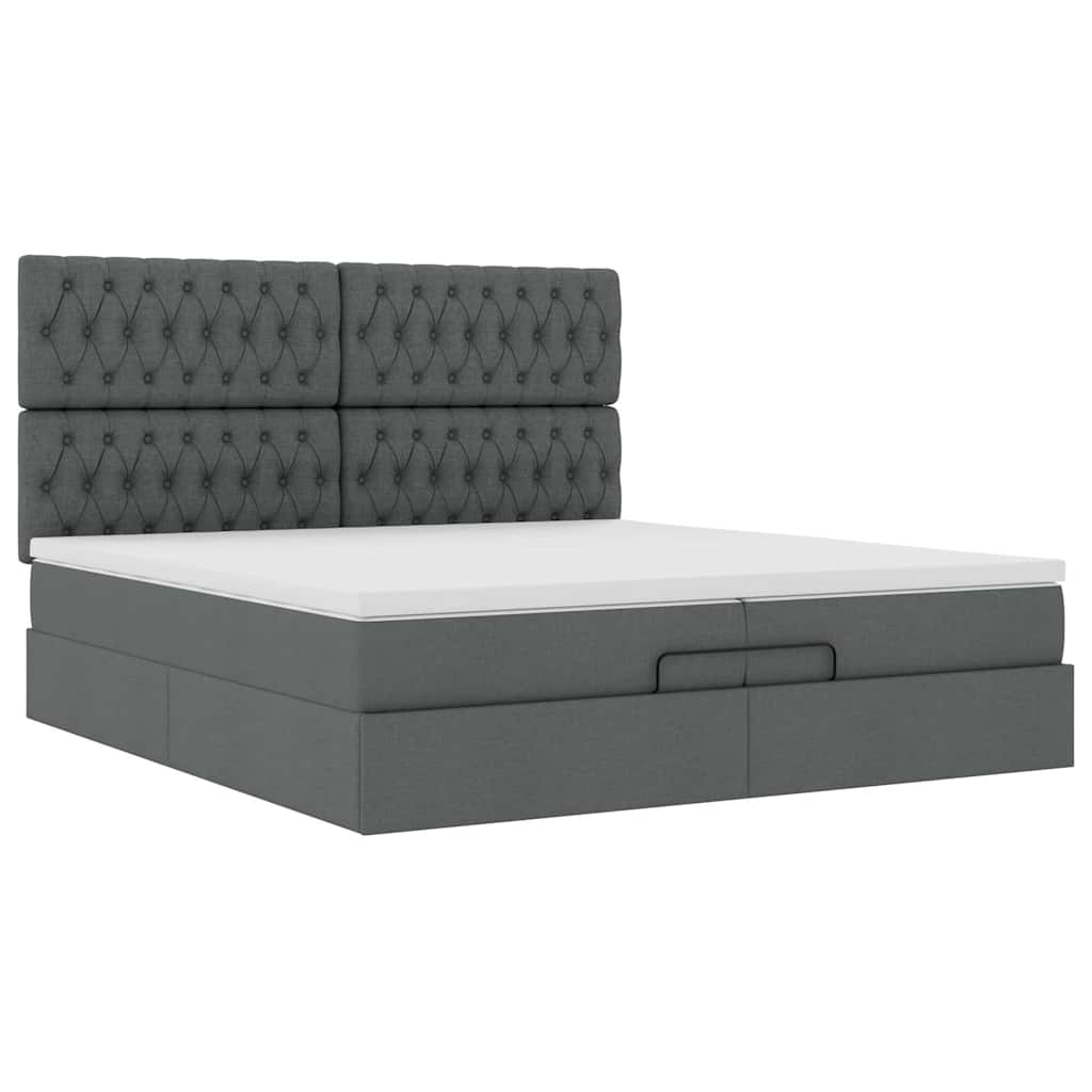 Struttura Letto Pouf con Materassi 200x200 cm in Tessuto | homemem39