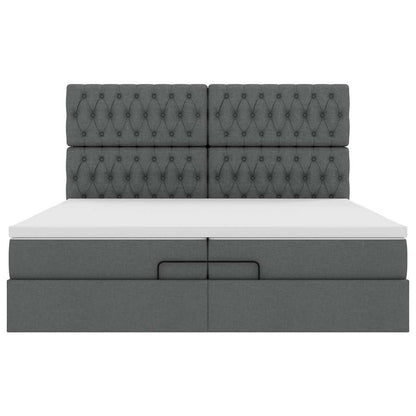 Struttura Letto Pouf con Materassi 200x200 cm in Tessuto | homemem39