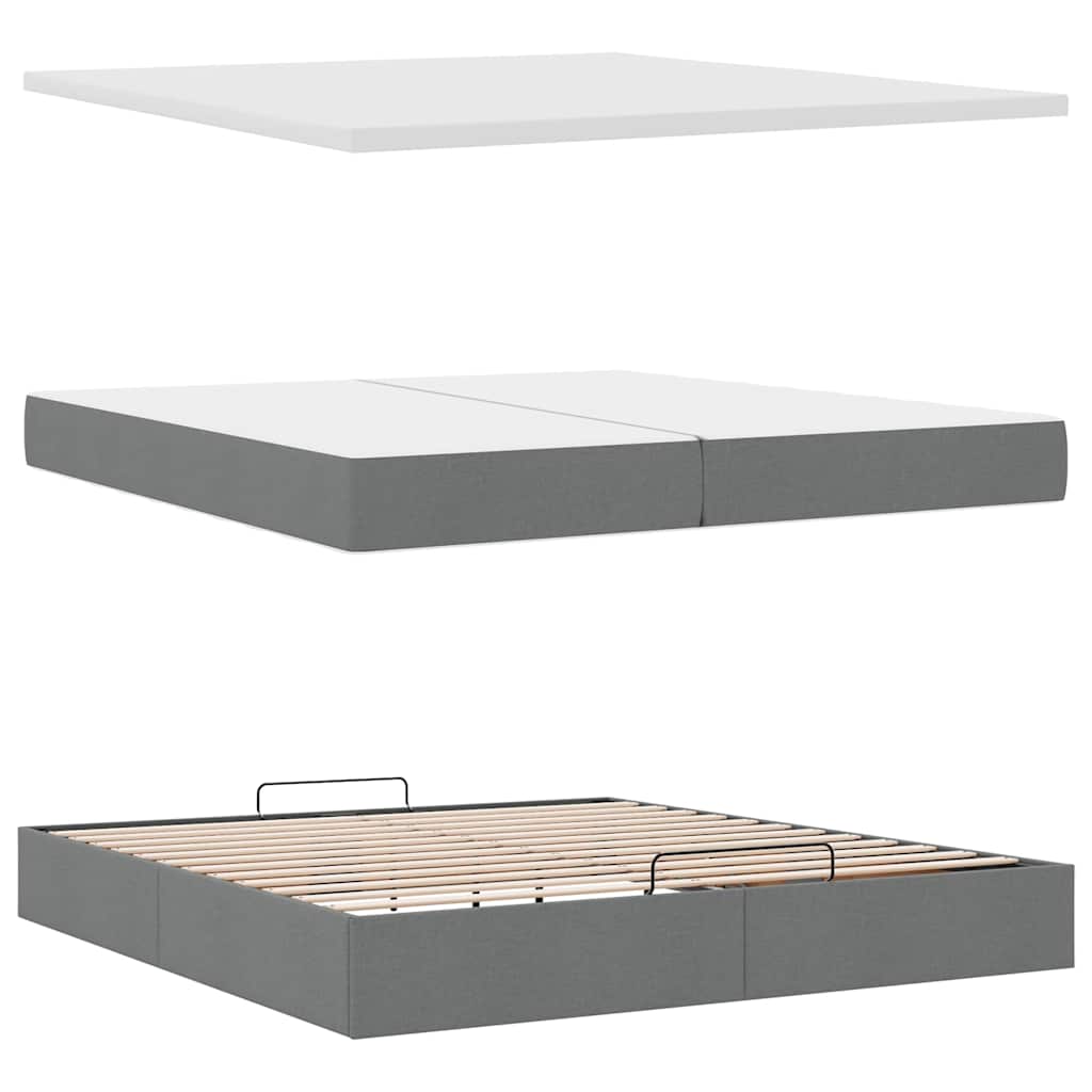 Struttura Letto Pouf con Materassi 200x200 cm in Tessuto | homemem39
