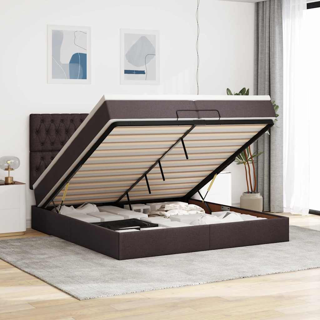 Struttura Letto Pouf con Materassi 200x200 cm in Tessuto | homemem39