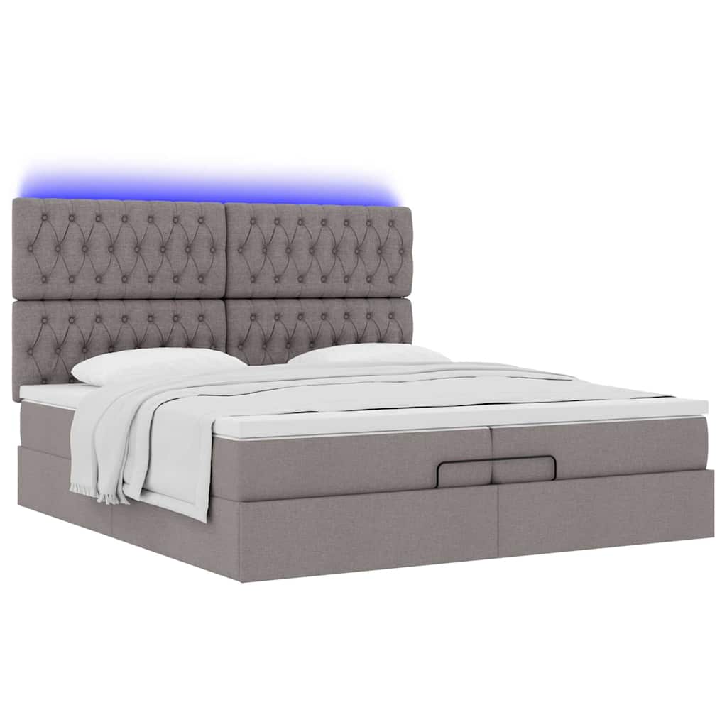 Struttura Letto Pouf con Materassi Tortora 200x200 cm Tessuto | homemem39