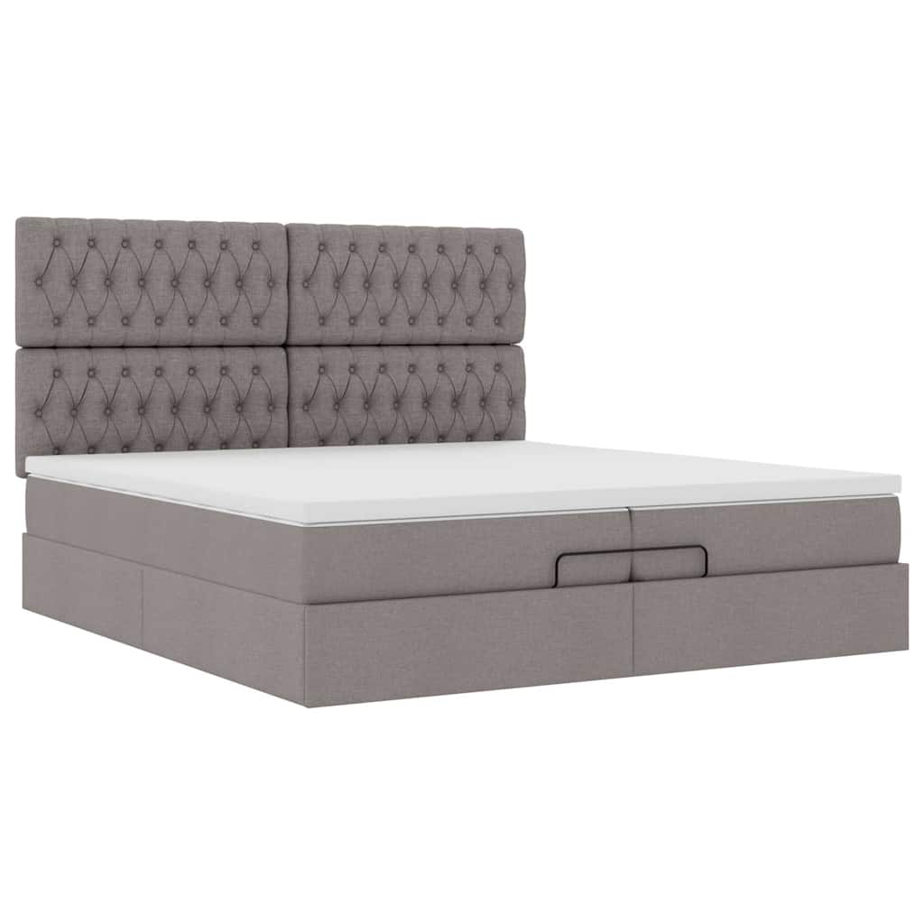 Struttura Letto Pouf con Materassi Tortora 200x200 cm Tessuto | homemem39