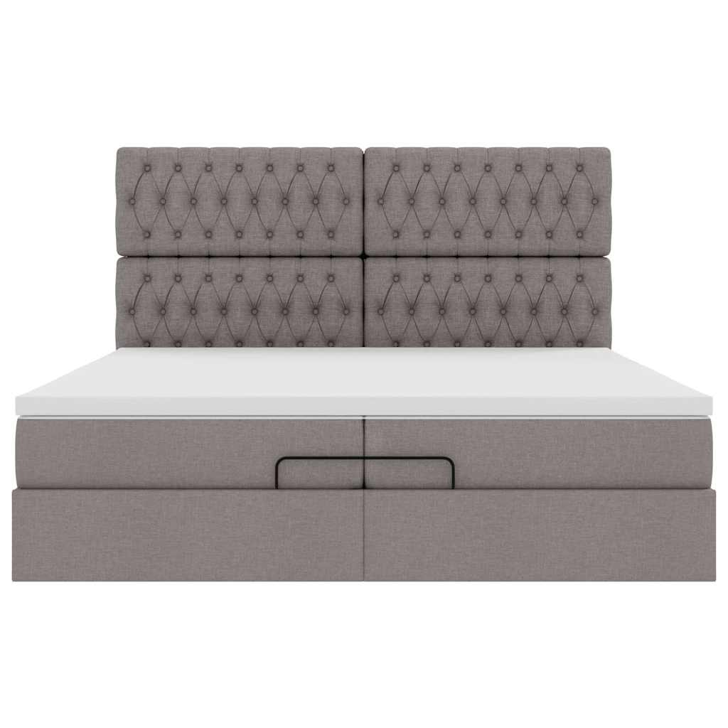 Struttura Letto Pouf con Materassi Tortora 200x200 cm Tessuto | homemem39