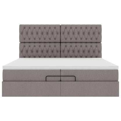 Struttura Letto Pouf con Materassi Tortora 200x200 cm Tessuto | homemem39
