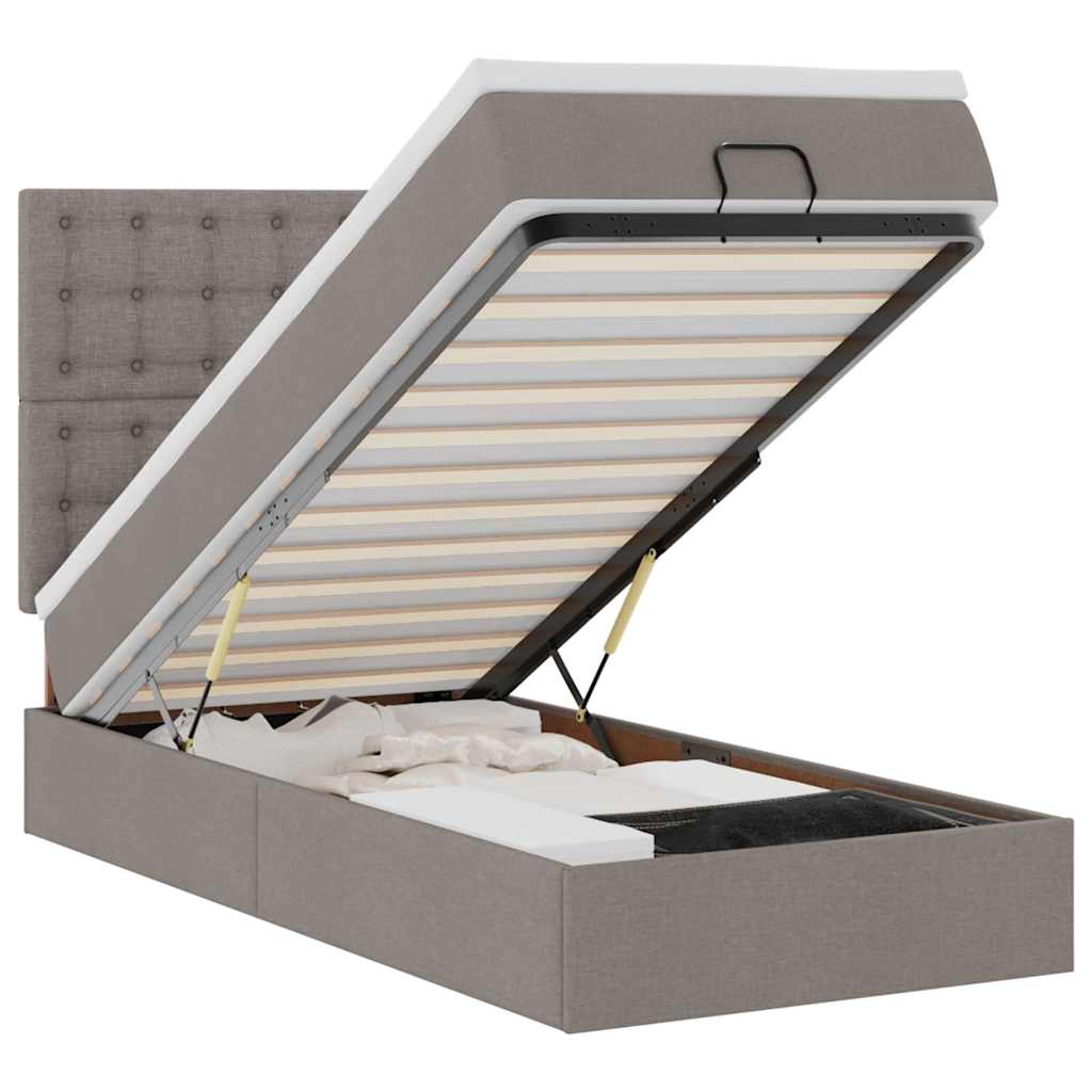 Struttura Letto Pouf con Materasso Tortora 80x200 cm in Tessuto