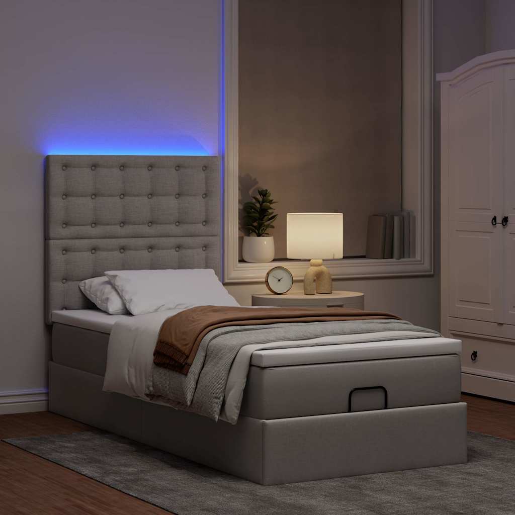 Struttura Letto Pouf con Materasso Tortora 80x200 cm in Tessuto