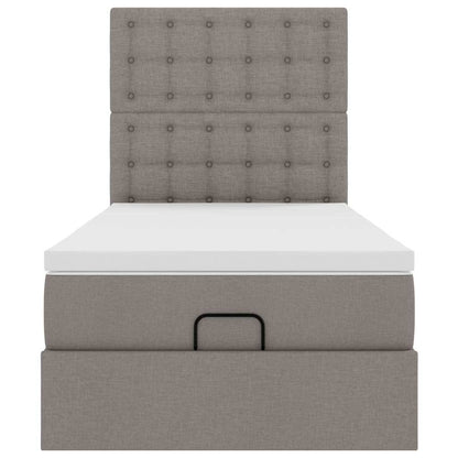 Struttura Letto Pouf con Materasso Tortora 80x200 cm in Tessuto