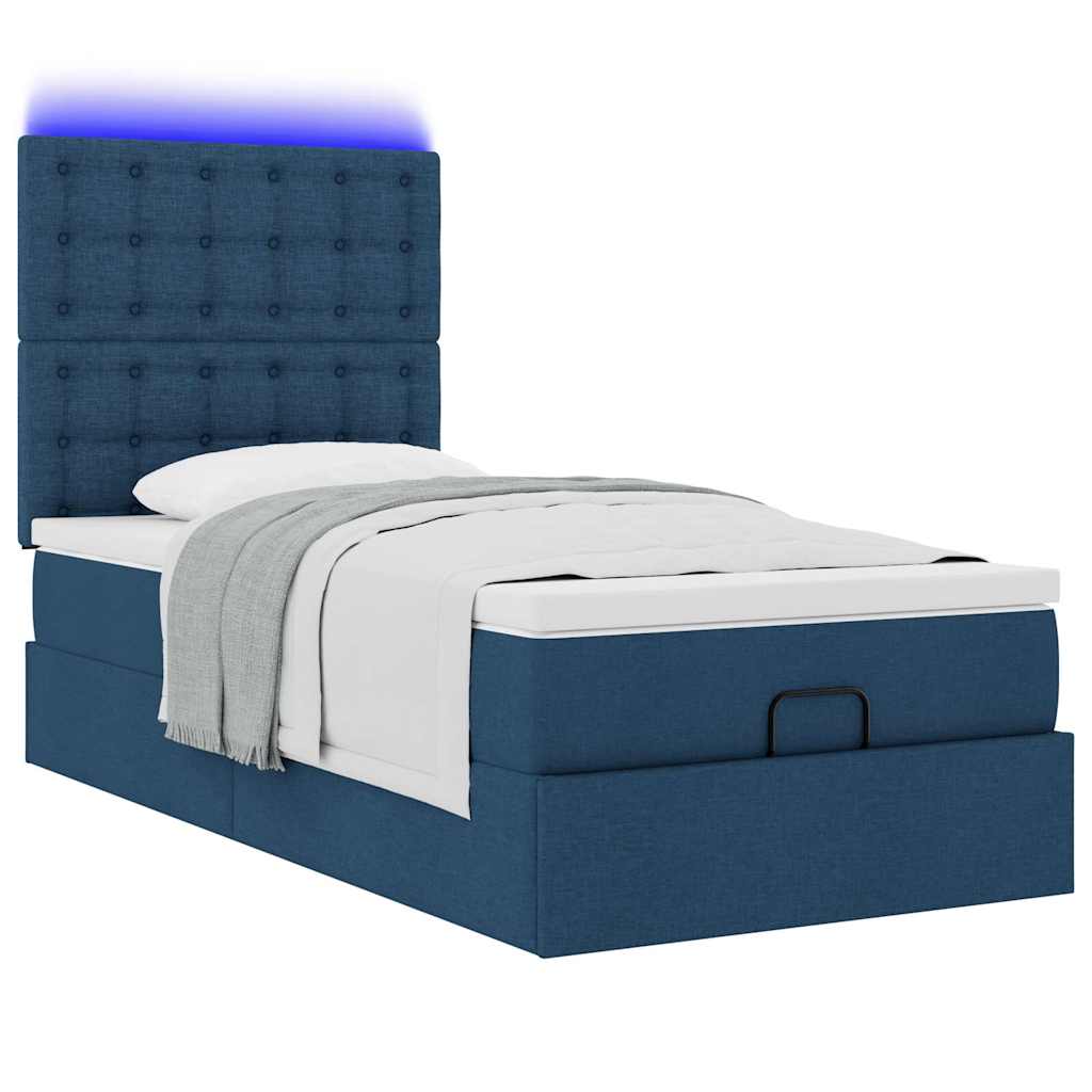 Struttura Letto Pouf con Materasso Blu 80x200 cm in Tessuto | homemem39