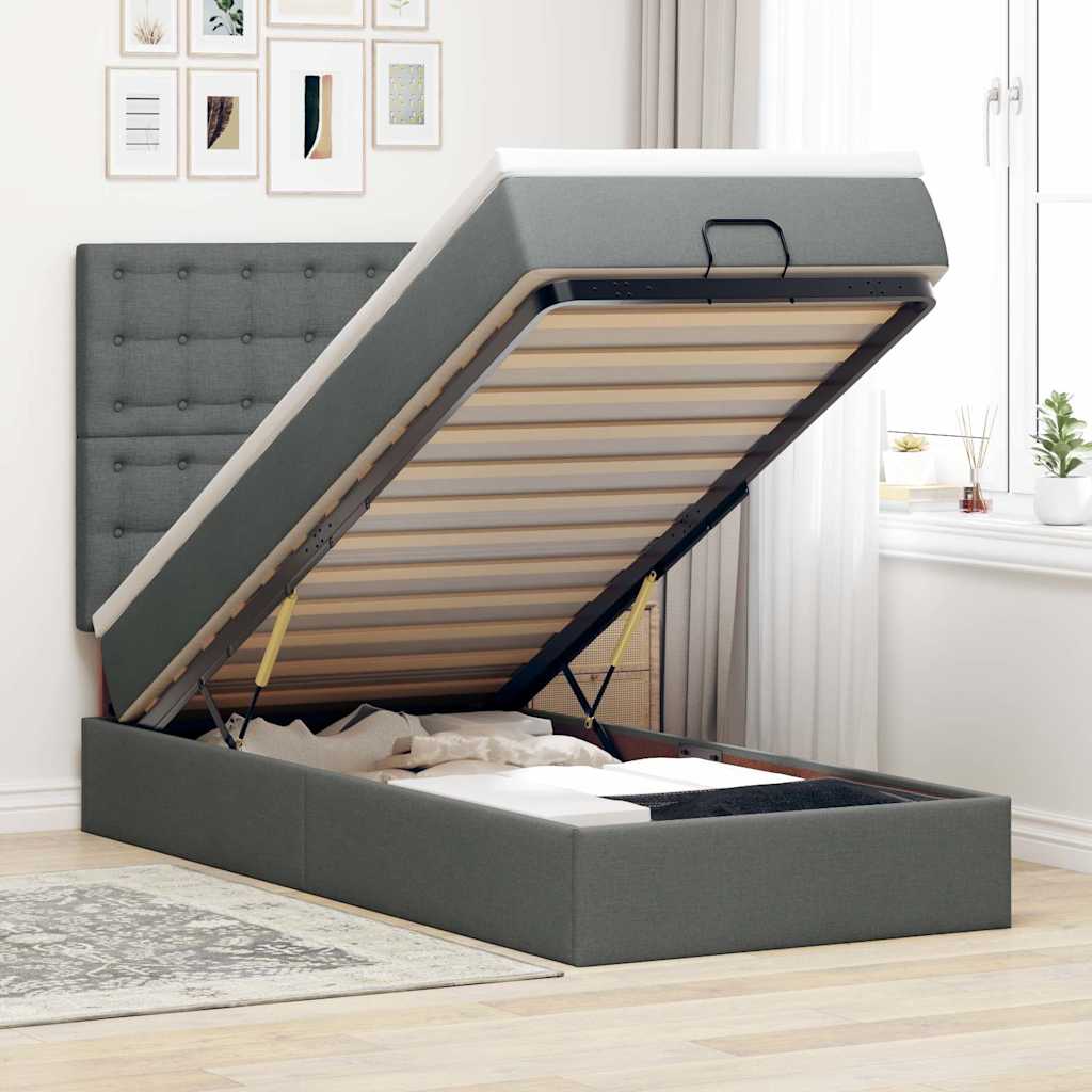 Struttura Letto Pouf con Materasso 90x190 cm in Tessuto
