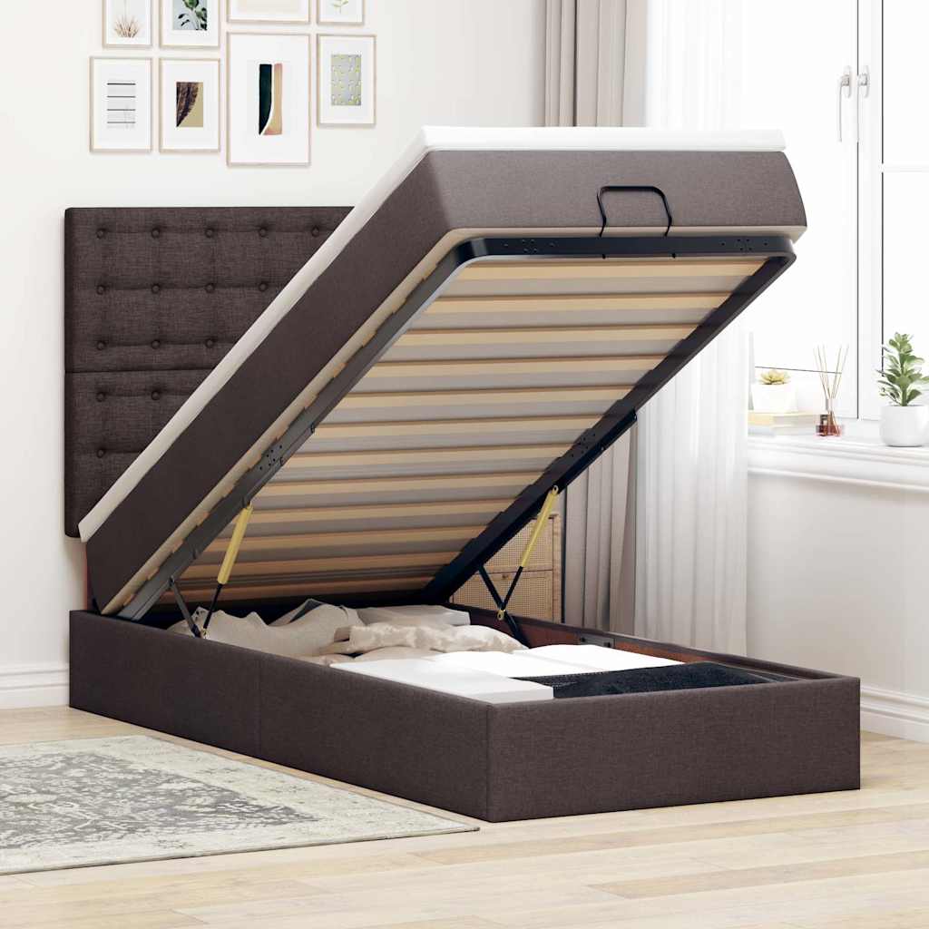 Struttura Letto Pouf con Materasso 90x190 cm in Tessuto | homemem39