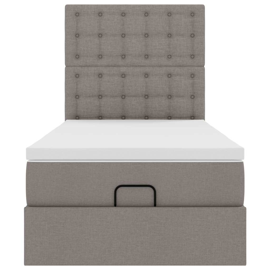 Struttura Letto Pouf con Materasso Tortora 90x190 cm in Tessuto