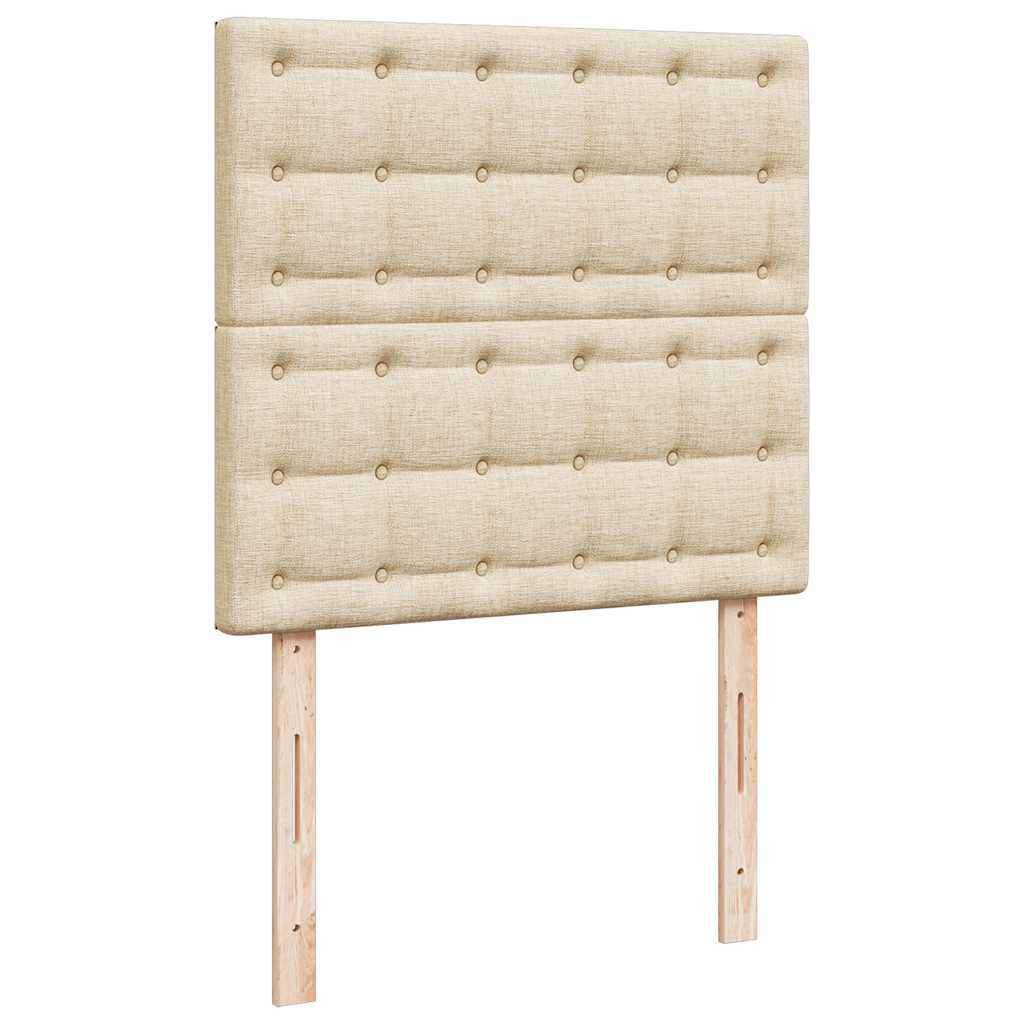 Struttura Letto Pouf con Materasso Crema 90x190 cm in Tessuto