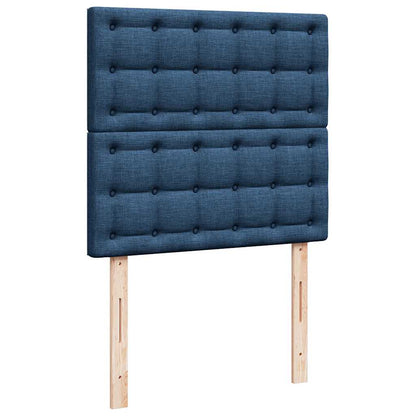 Struttura Letto Pouf con Materasso Blu 90x190 cm in Tessuto