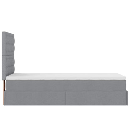 Pouf Letto con Materasso e LED Grigio Chiaro 90x200 cm Tessuto