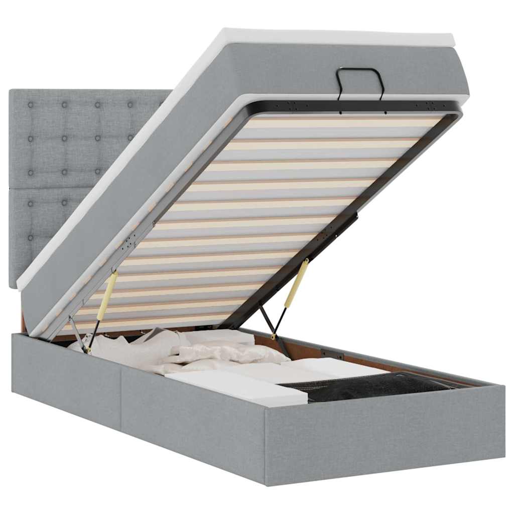 Struttura Letto Pouf con Materasso 100x200 cm in Tessuto - homemem39