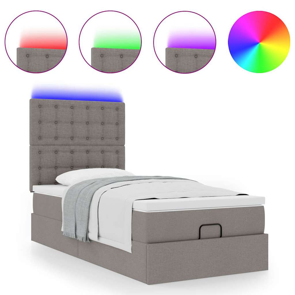 Struttura Letto Pouf con Materasso Tortora 100x200cm in Tessuto | homemem39