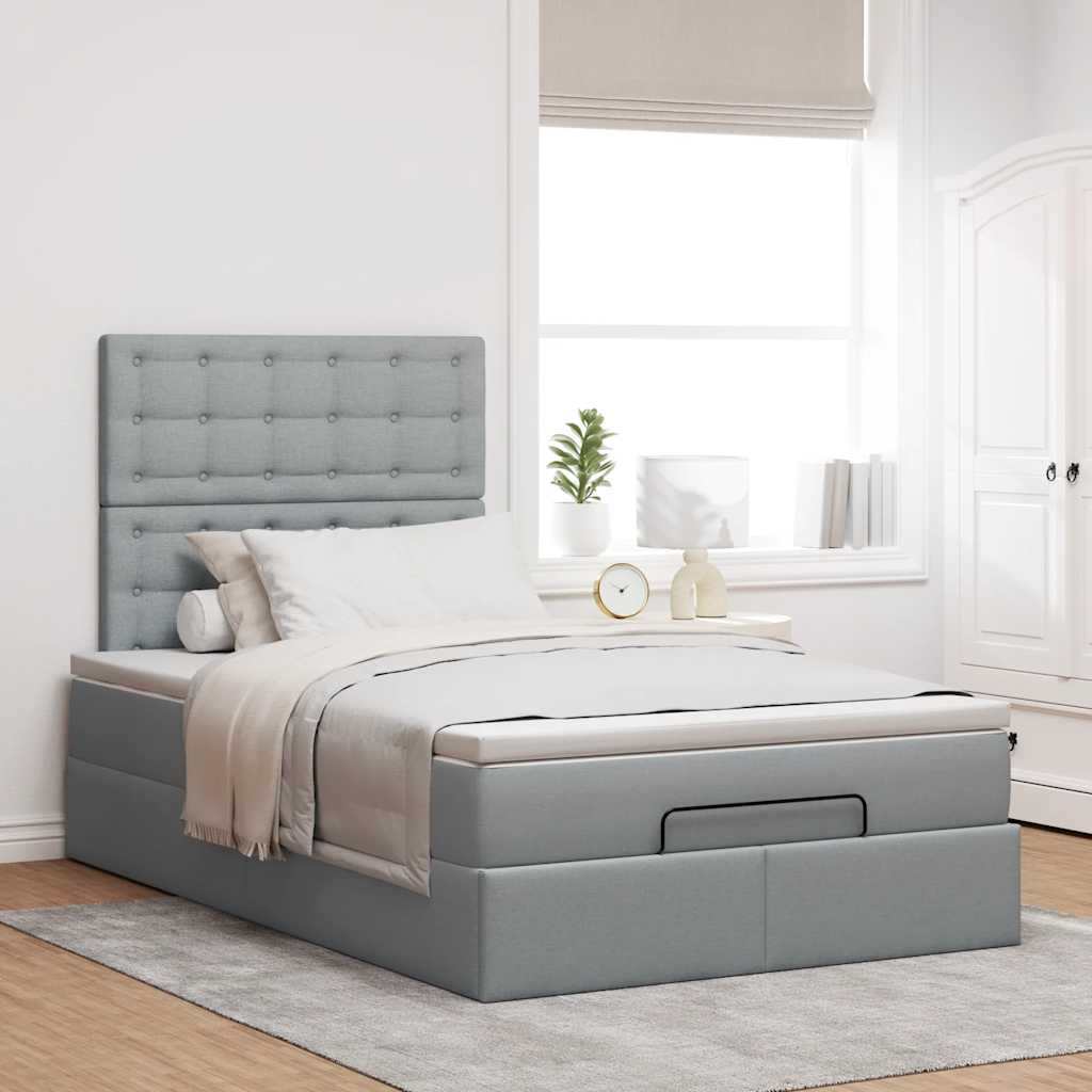 Struttura Letto Pouf con Materasso 120x190 cm in Tessuto | homemem39