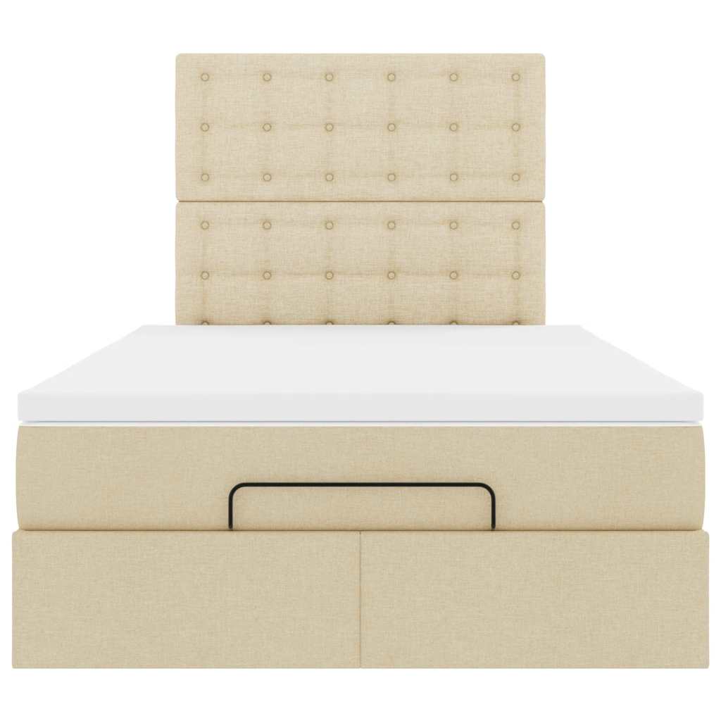 Struttura Letto Pouf con Materasso Crema 120x190 cm in Tessuto