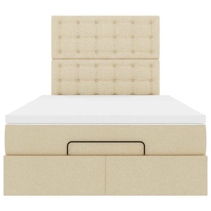 Struttura Letto Pouf con Materasso Crema 120x190 cm in Tessuto