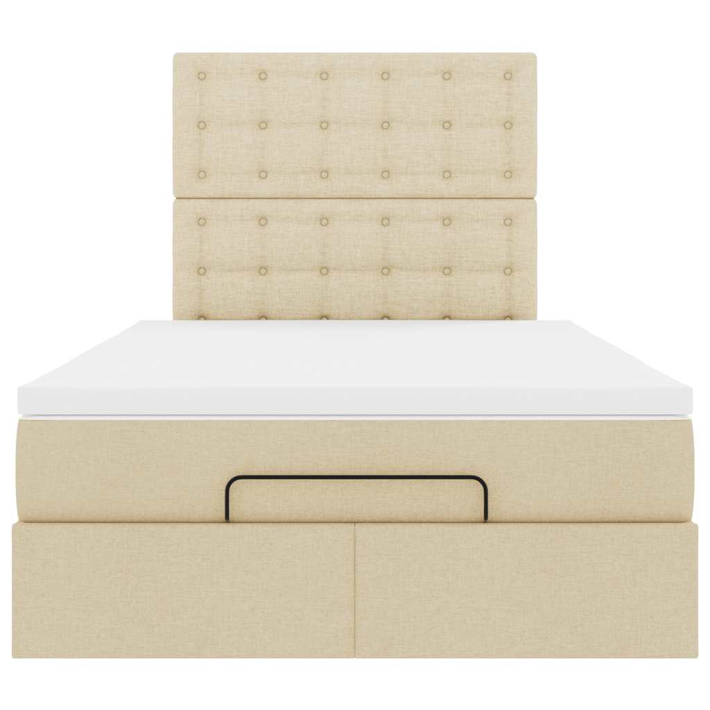 Struttura Letto Pouf con Materasso Crema 120x190 cm in Tessuto