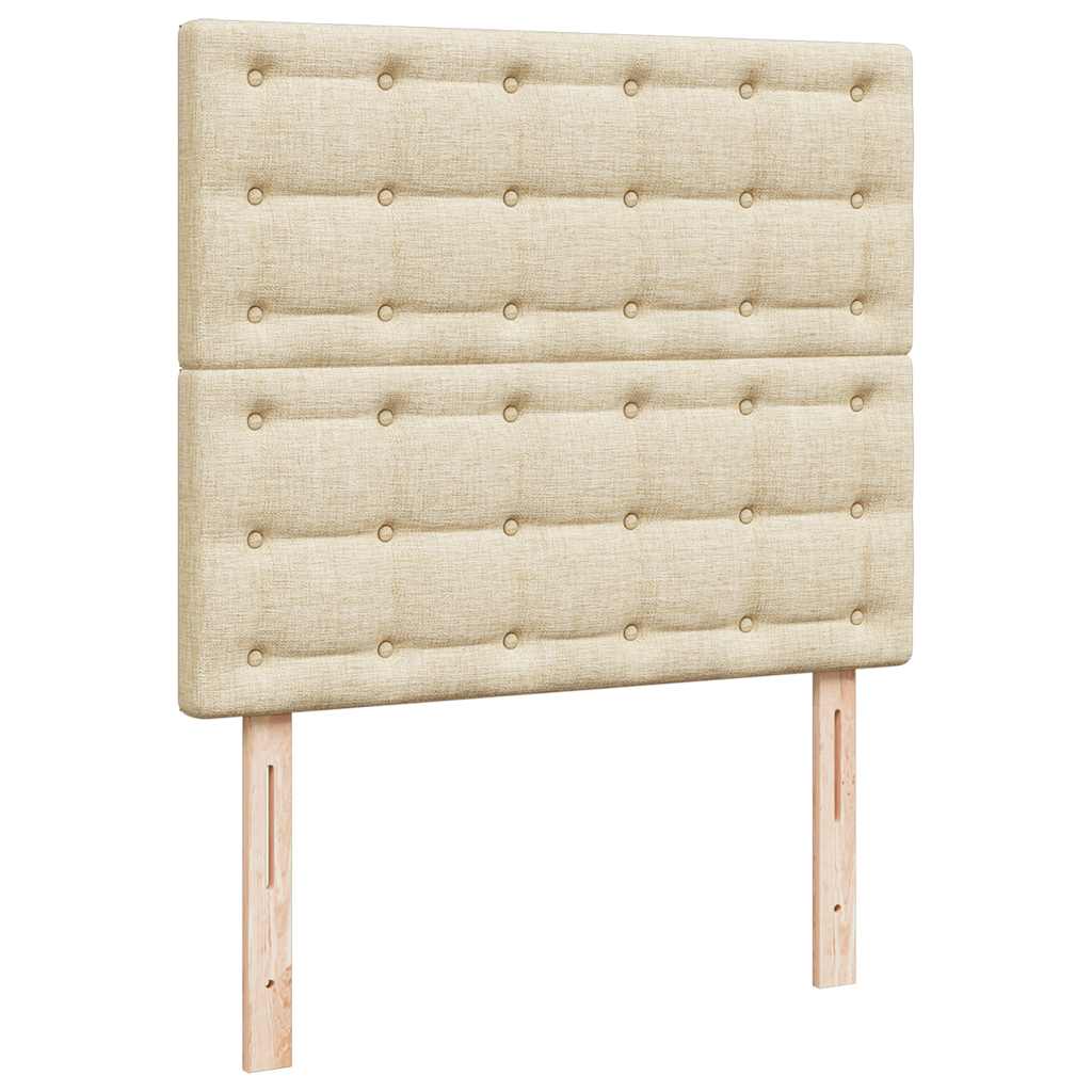 Struttura Letto Pouf con Materasso Crema 120x190 cm in Tessuto