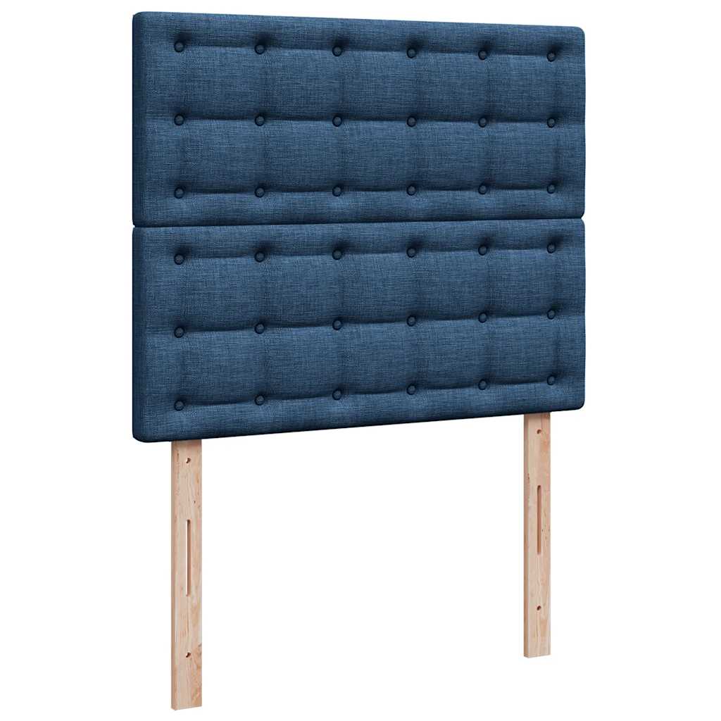 Struttura Letto Pouf con Materasso Blu 120x190 cm in Tessuto